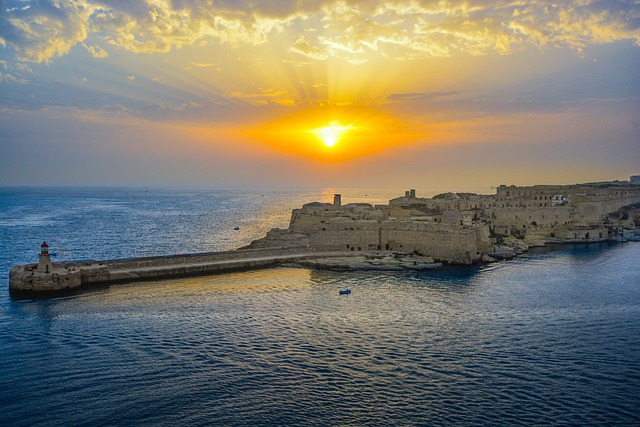 Sonnenuntergang auf Malta, Meer, Valletta